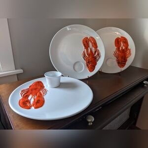 Vintage Italian Lobster Plates (Set Of 3 With 1 Bonus Butter Cup)